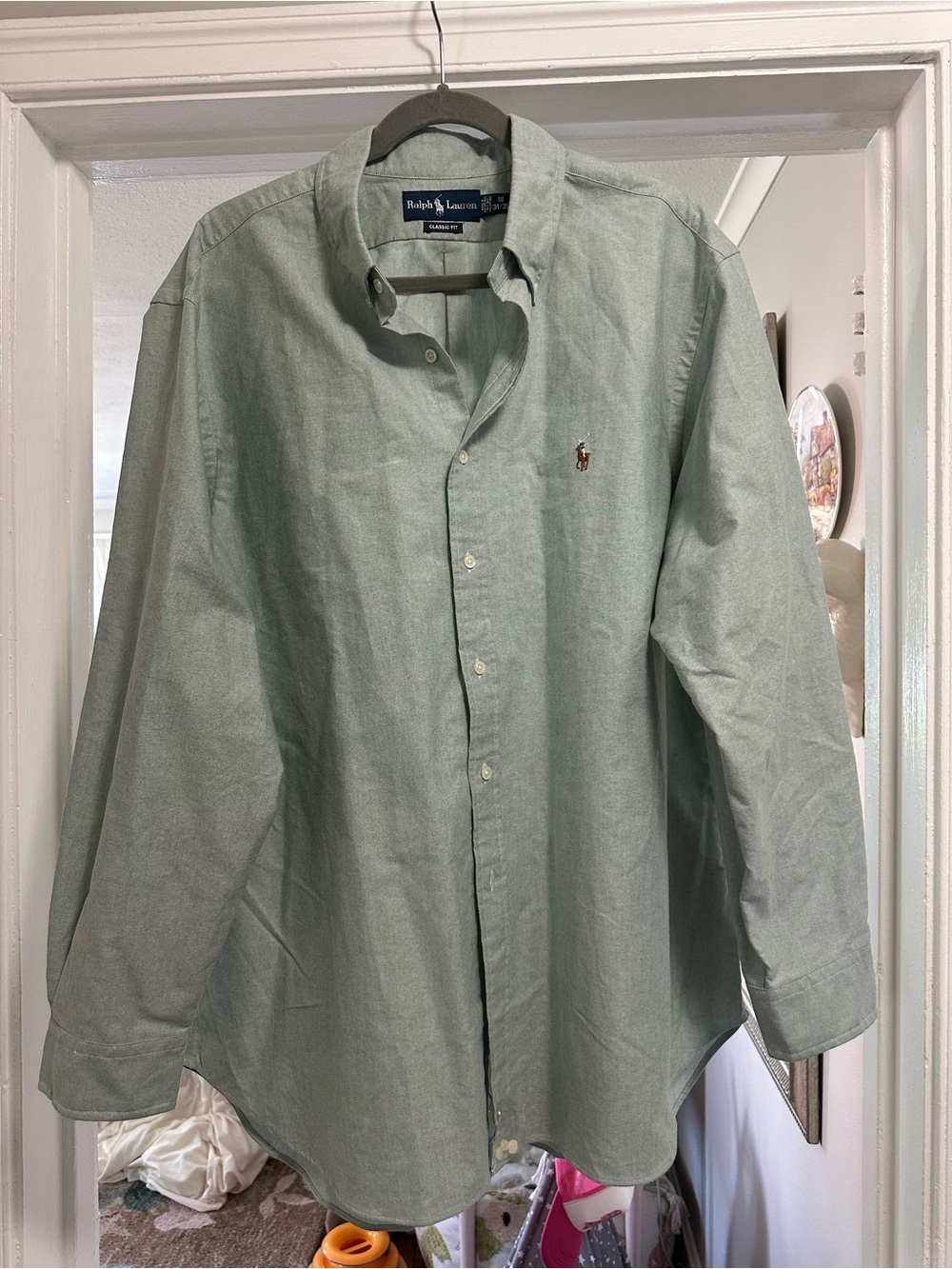 Ralph Lauren Light Sage Green Button-Down Oxford Shirt